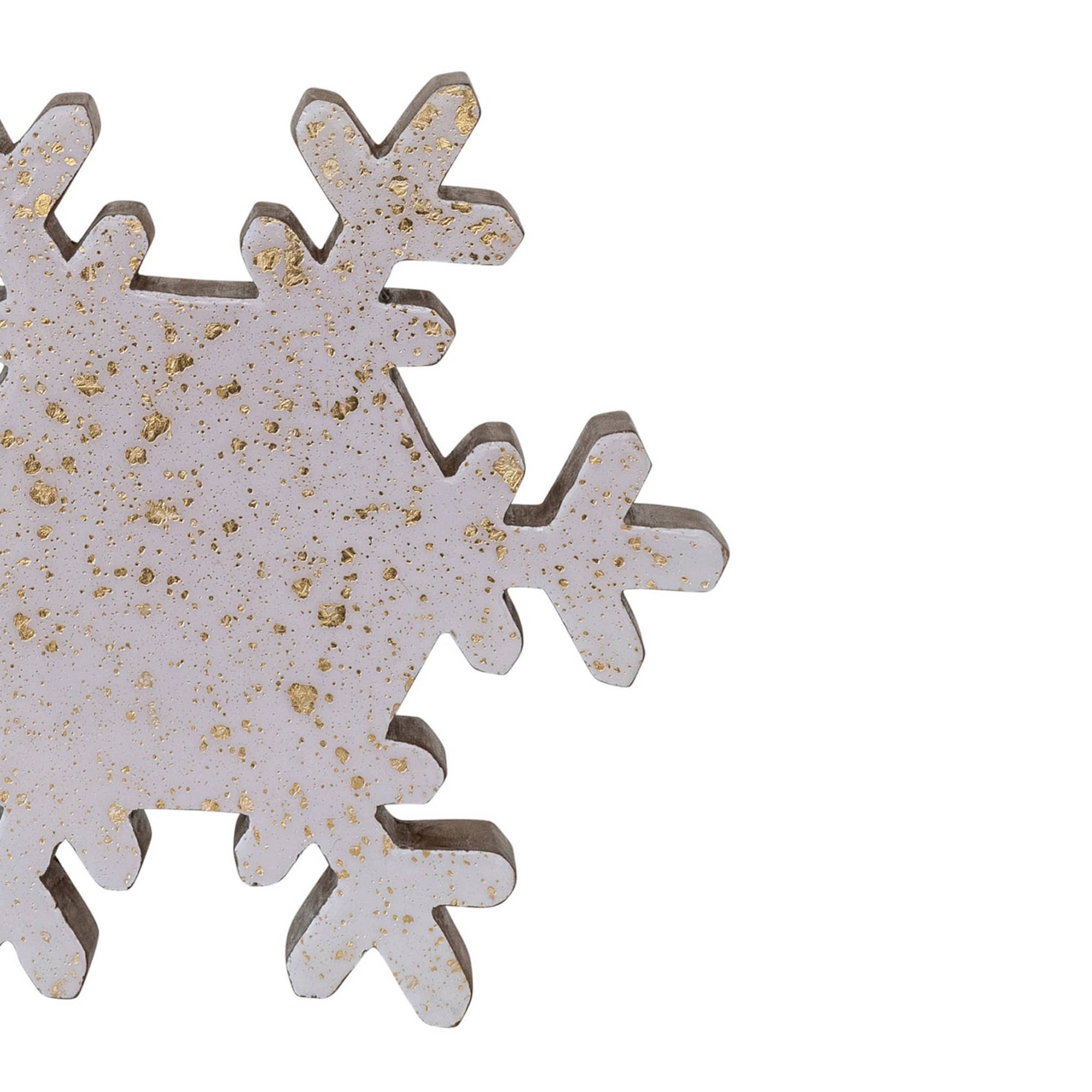 Hello Honey® 8.7" Cream & Gold Mango Wood Snowflake